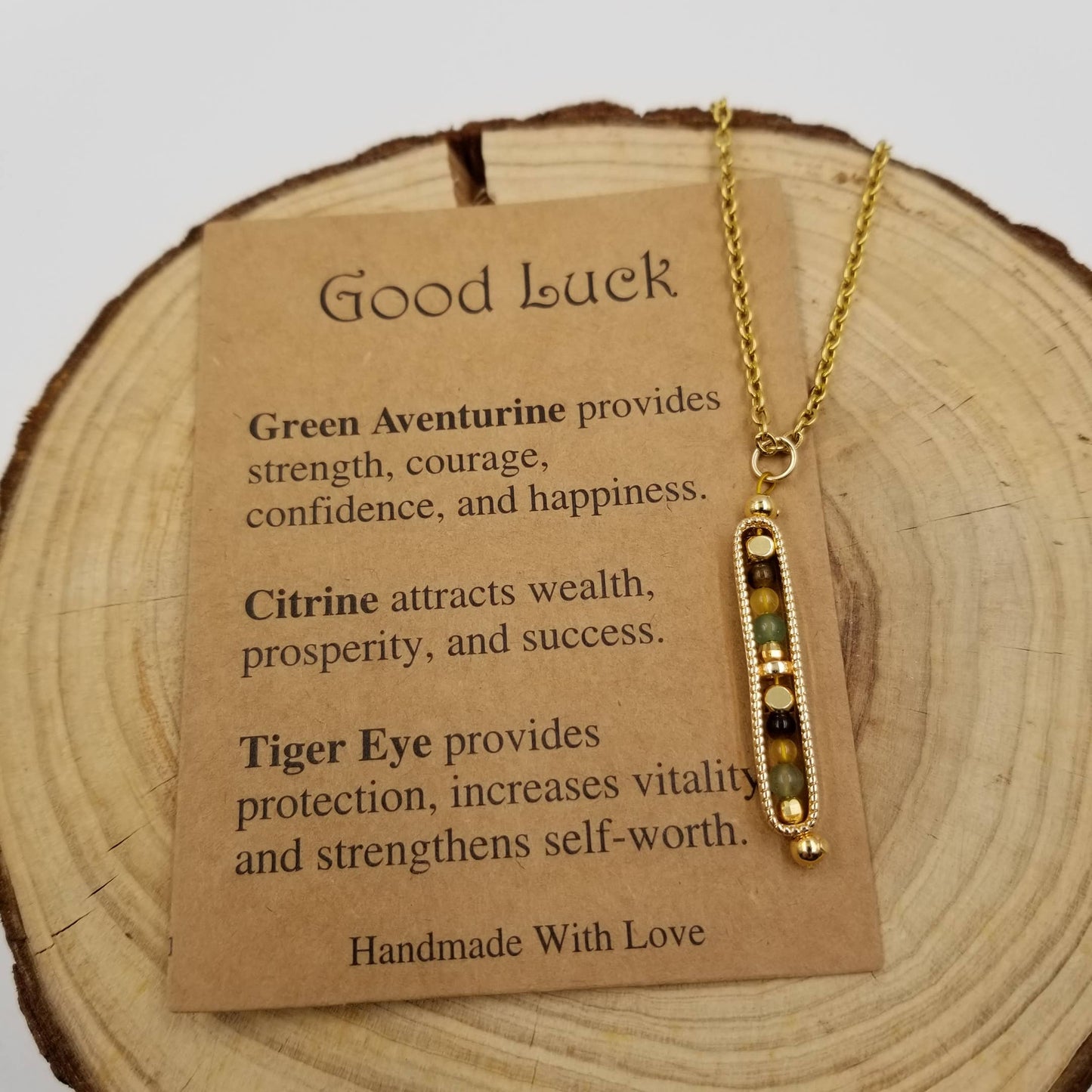Natural Stone Wishing Bead Gift Necklace with Card