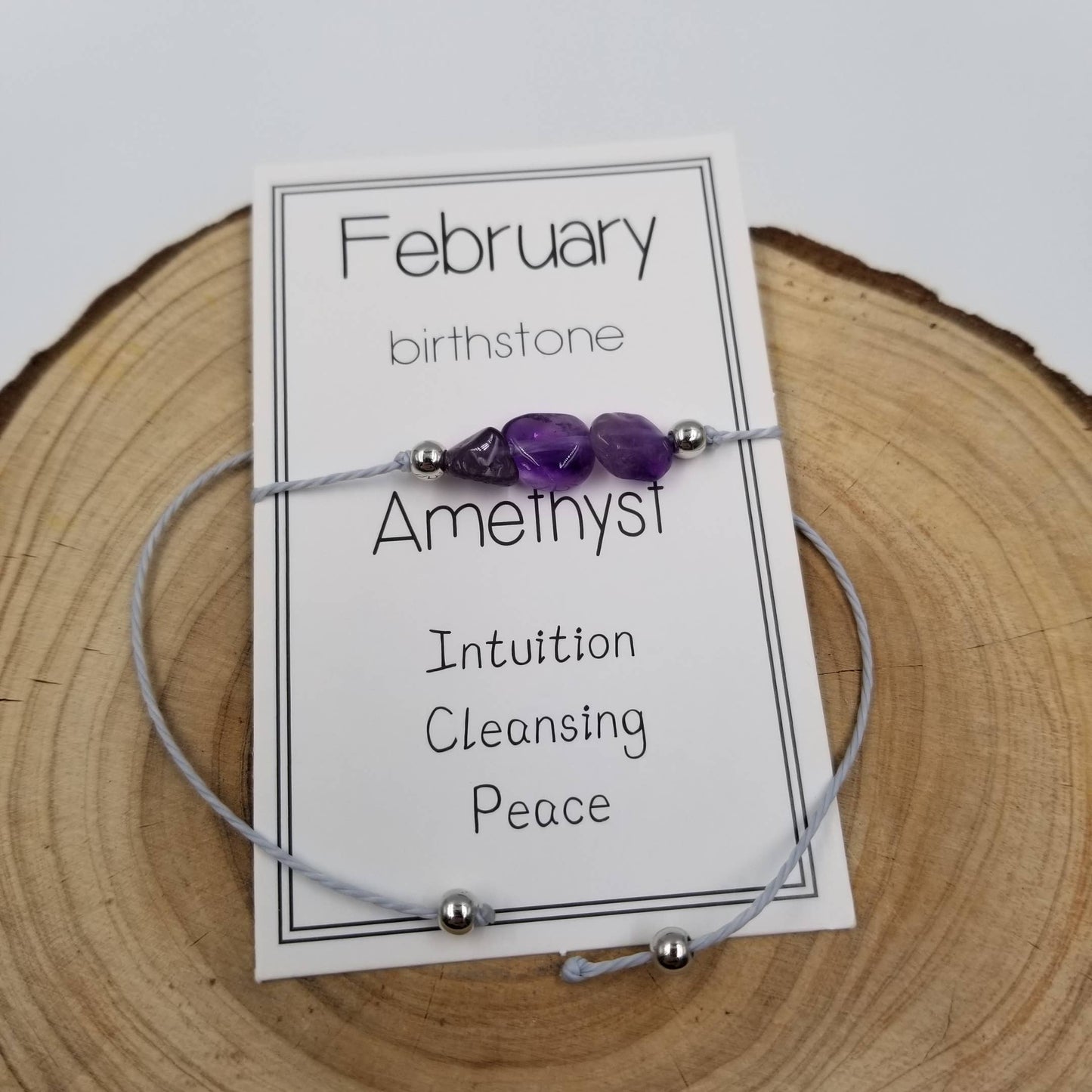 Handmade Birthday Stone Natural Stone Bracelet with Card