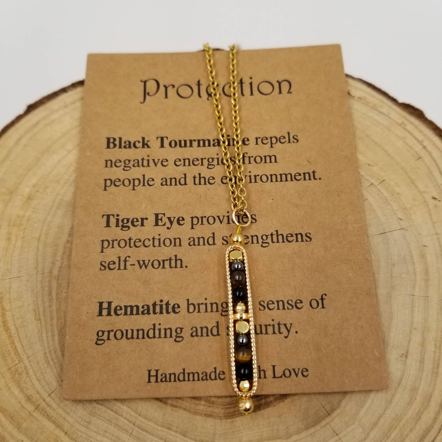 Natural Stone Wishing Bead Gift Necklace with Card