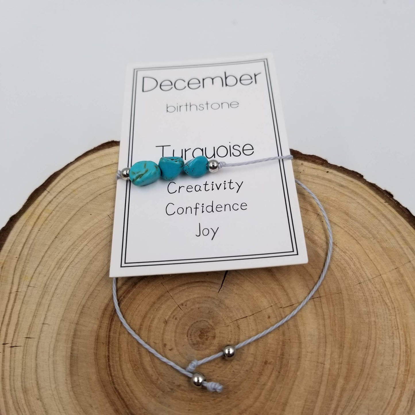 Handmade Birthday Stone Natural Stone Bracelet with Card