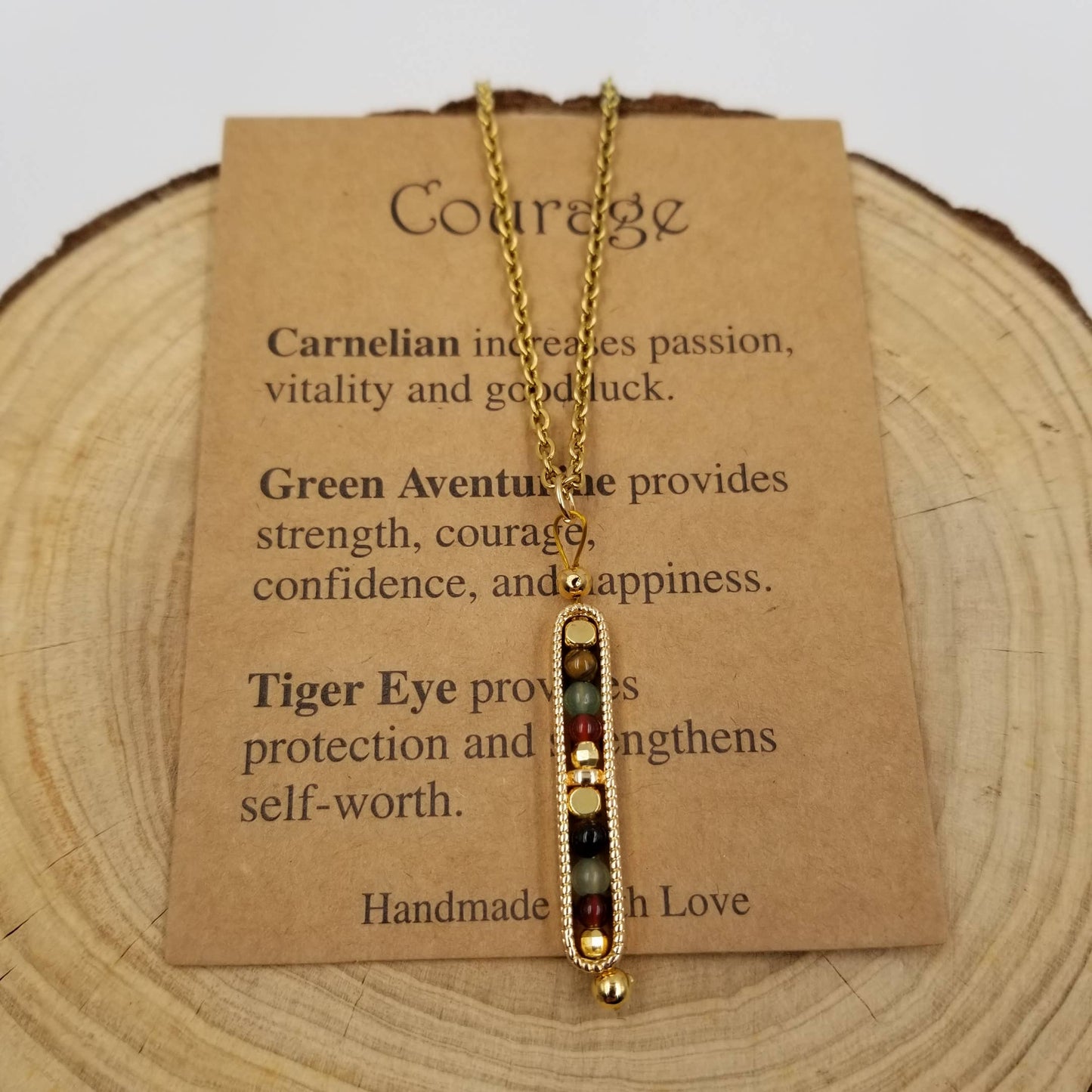 Natural Stone Wishing Bead Gift Necklace with Card