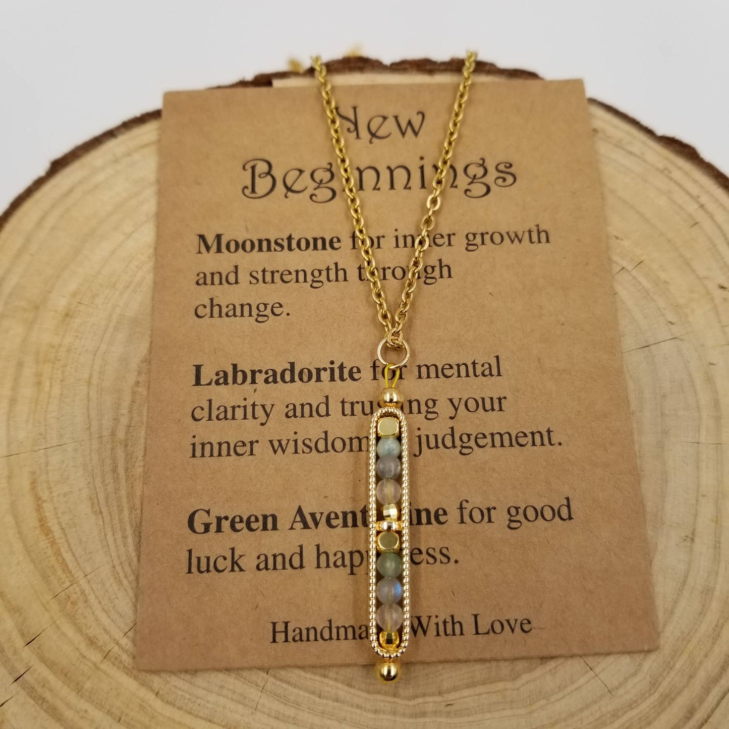 Natural Stone Wishing Bead Gift Necklace with Card