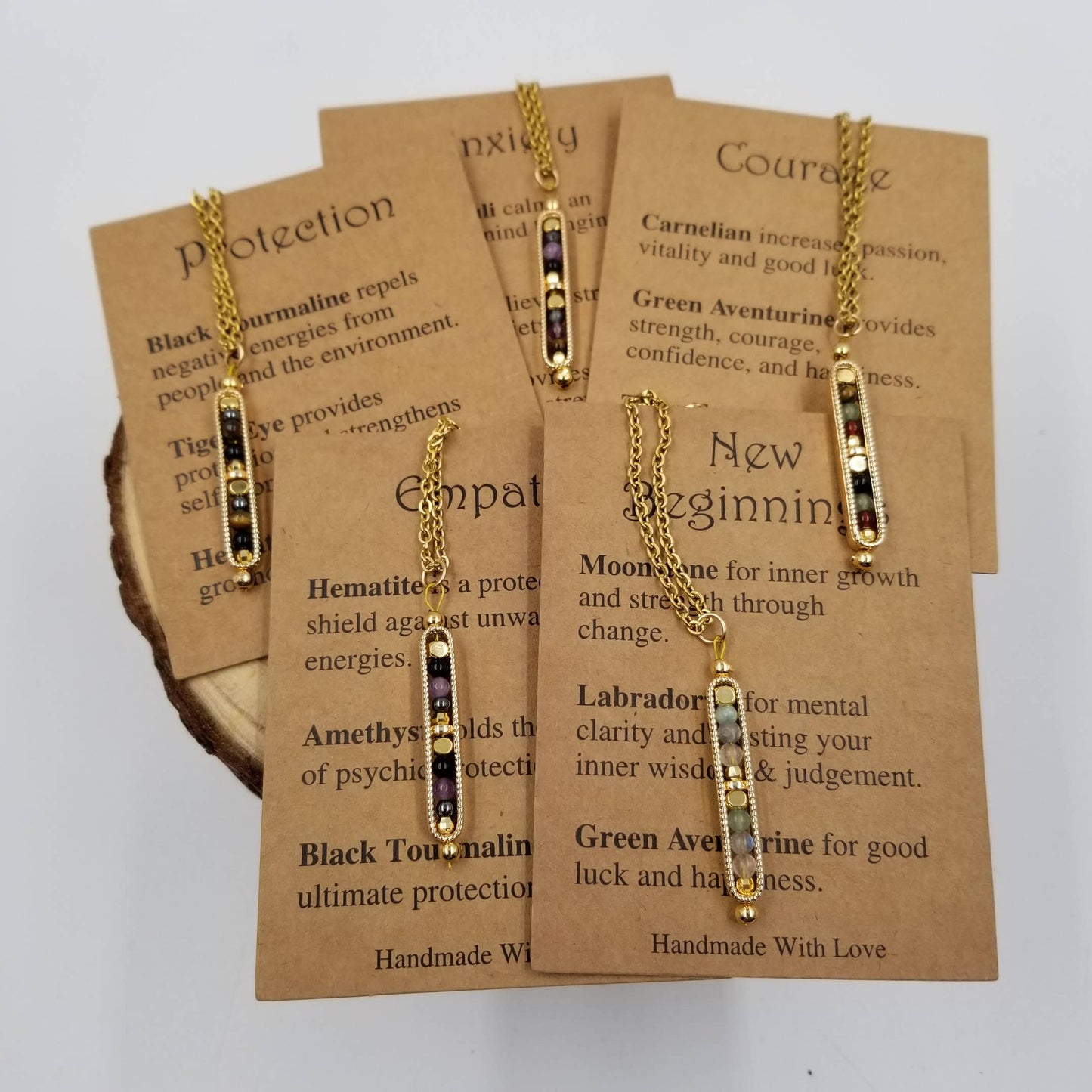 Natural Stone Wishing Bead Gift Necklace with Card