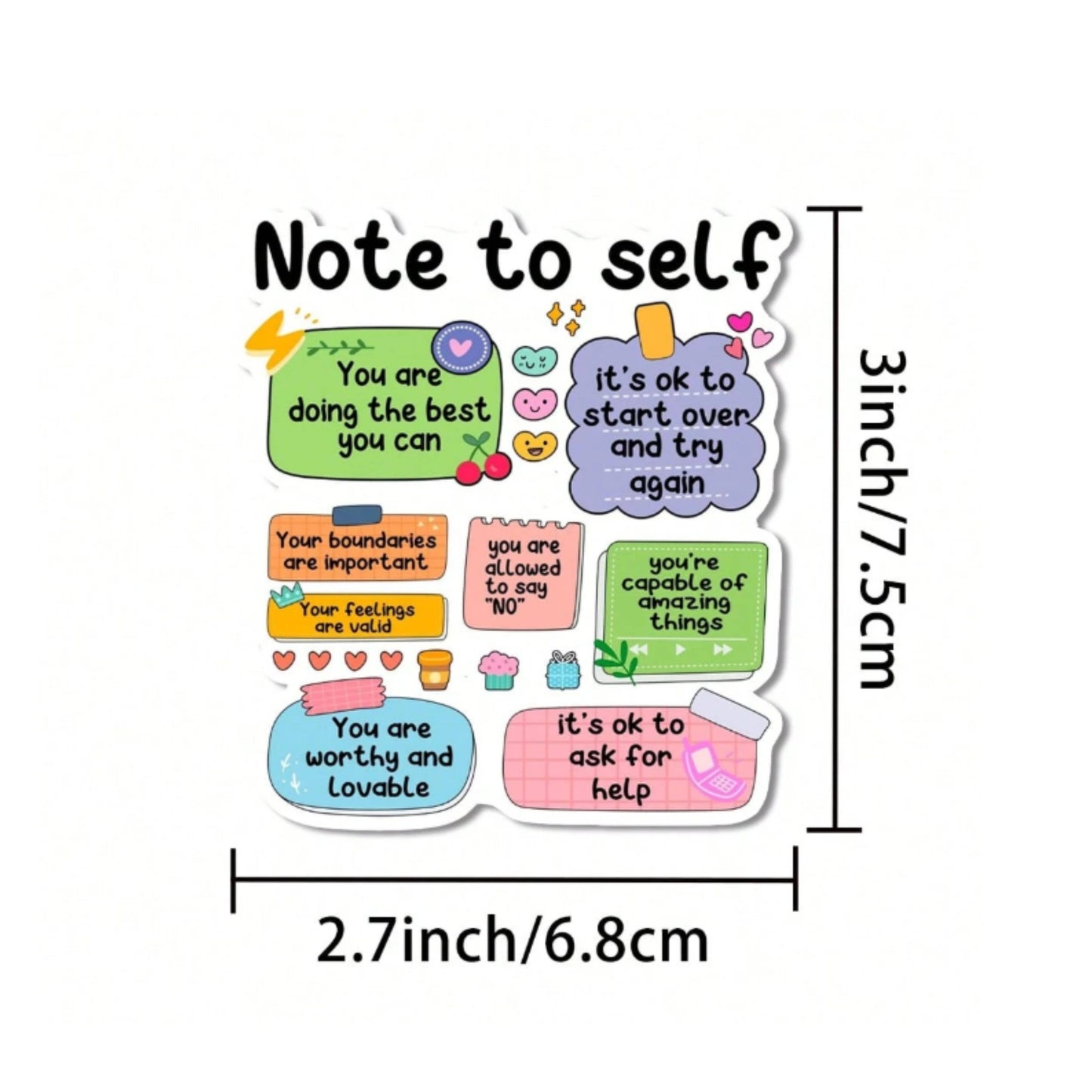 Note to Self Mental Health Sticker – Motivational Vinyl