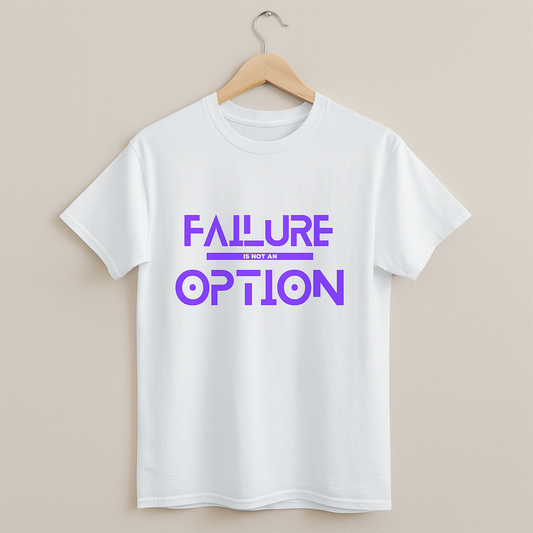 Failure is not an Option Unisex T-Shirt- White/Purple