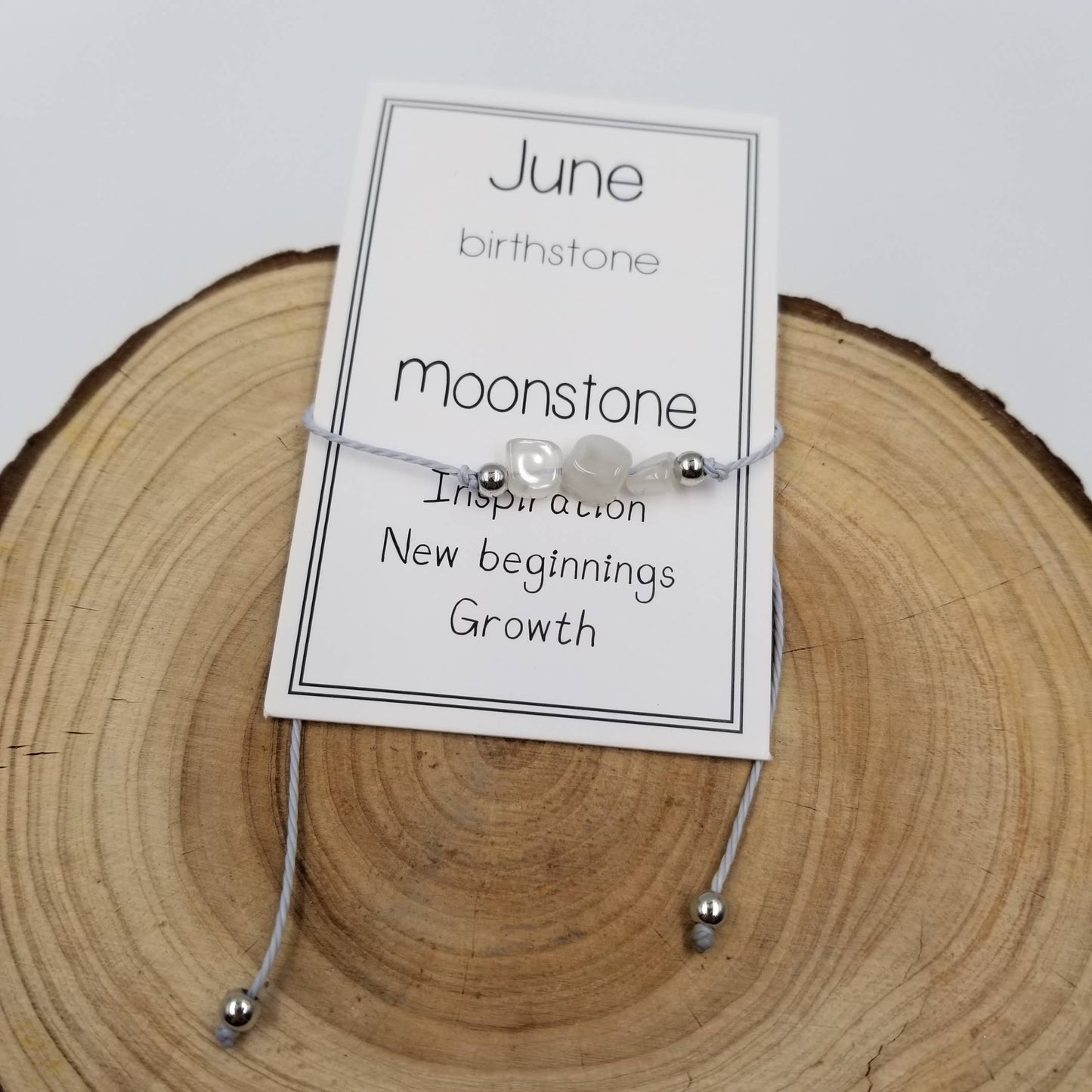 Handmade Birthday Stone Natural Stone Bracelet with Card