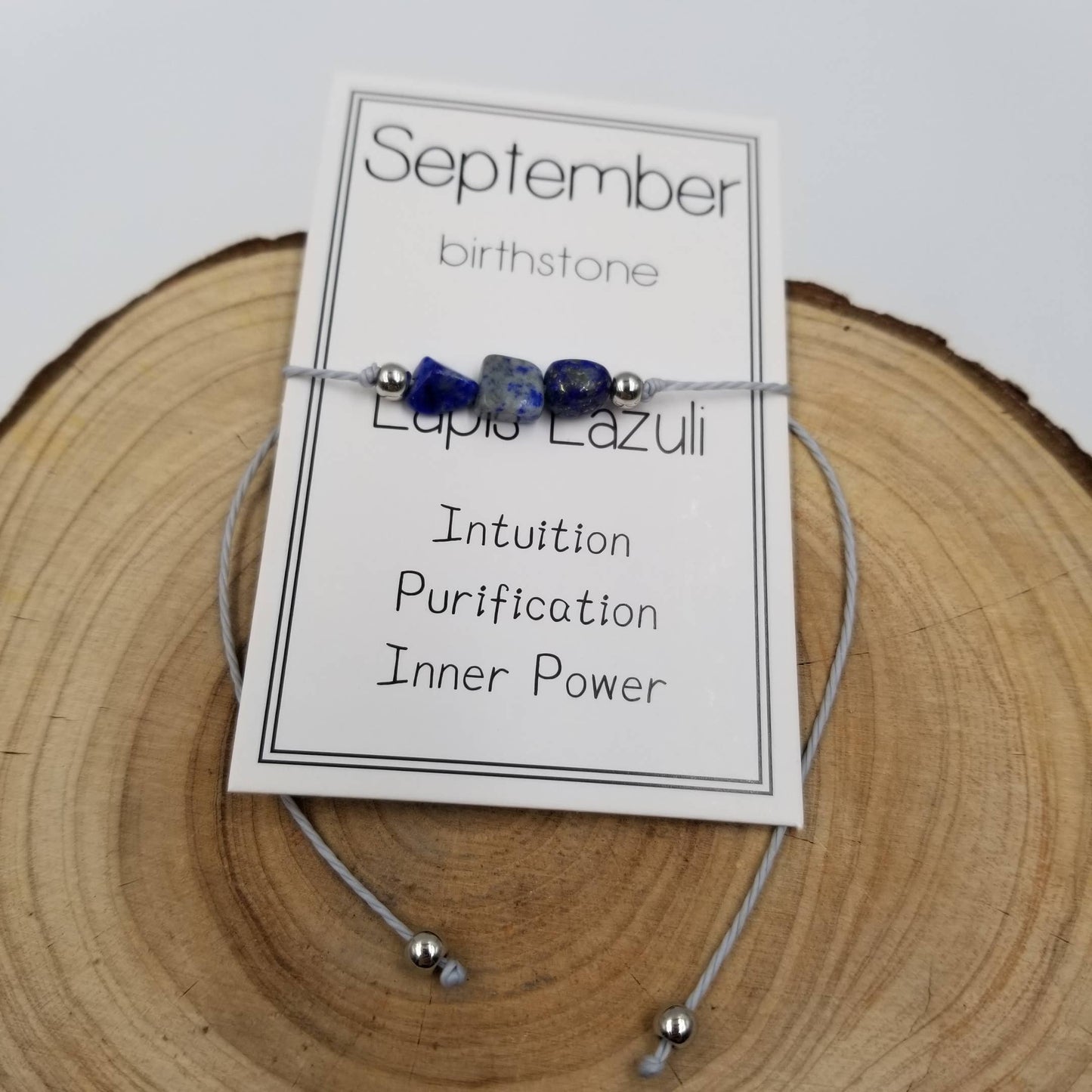 Handmade Birthday Stone Natural Stone Bracelet with Card