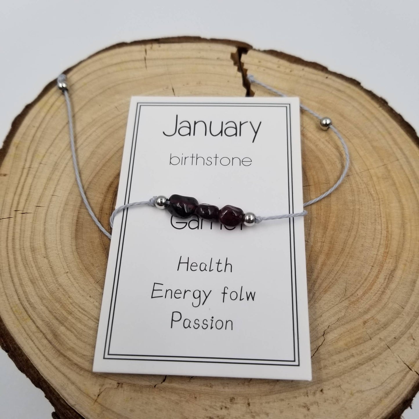 Handmade Birthday Stone Natural Stone Bracelet with Card