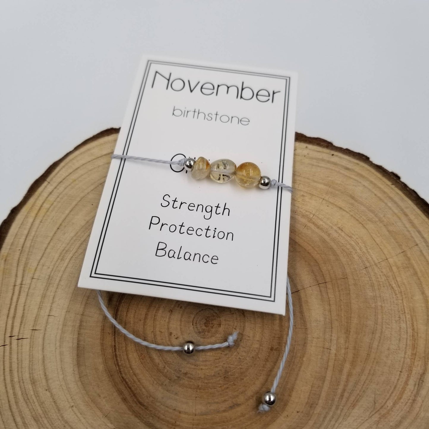 Handmade Birthday Stone Natural Stone Bracelet with Card